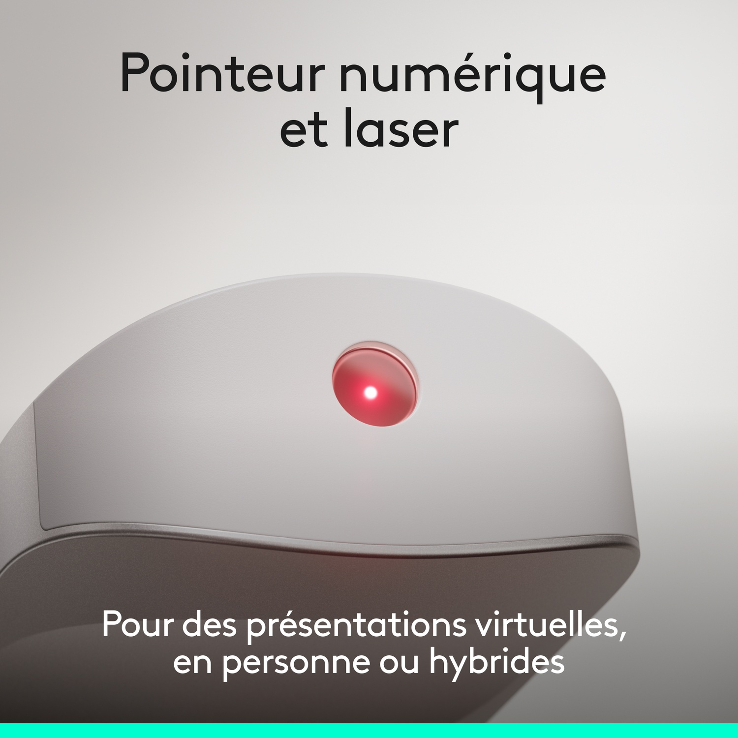 Un pointeur laser argenté avec une lumière rouge pour présentations.