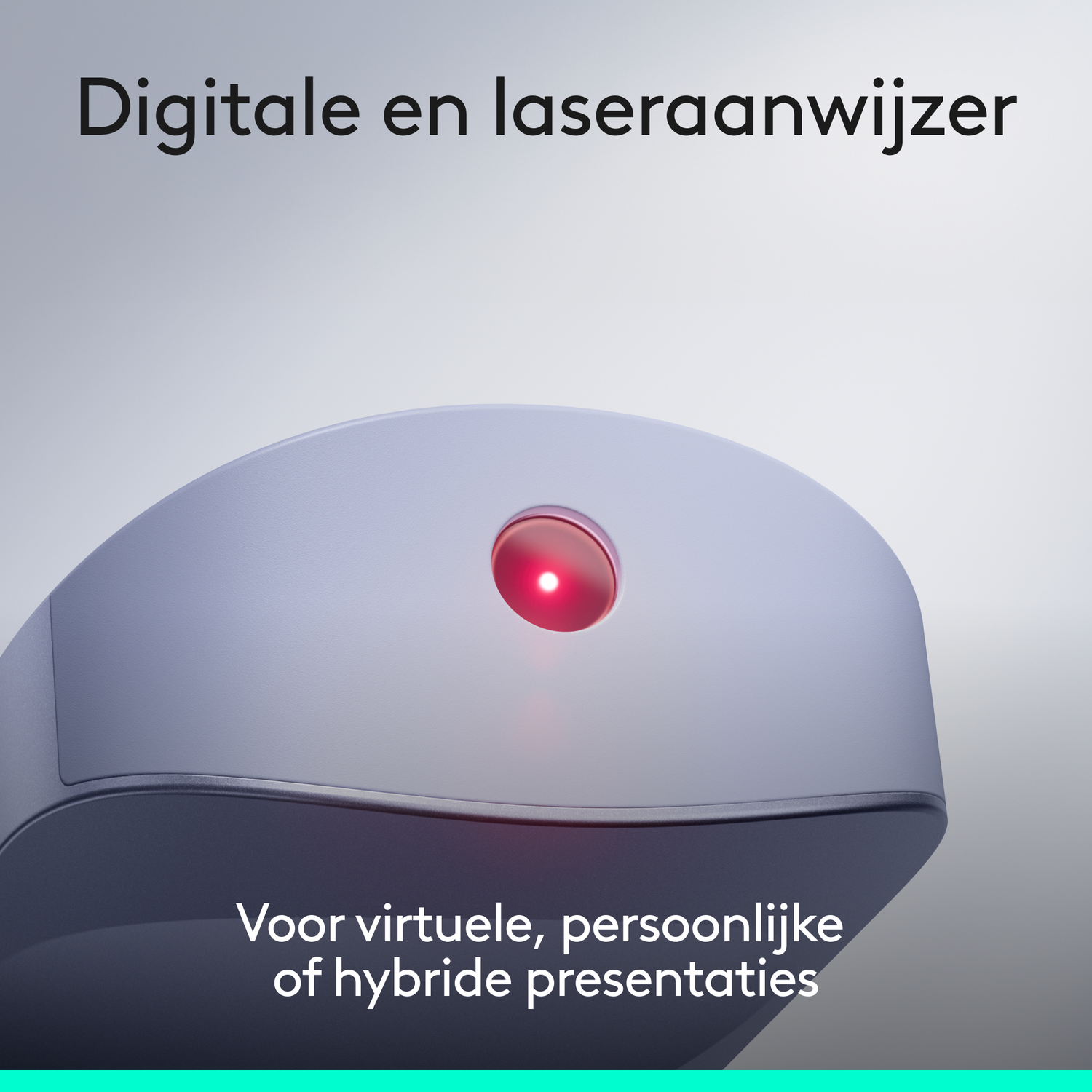 Een digitale en laserpointer met een rode lichtpunt voor presentaties.