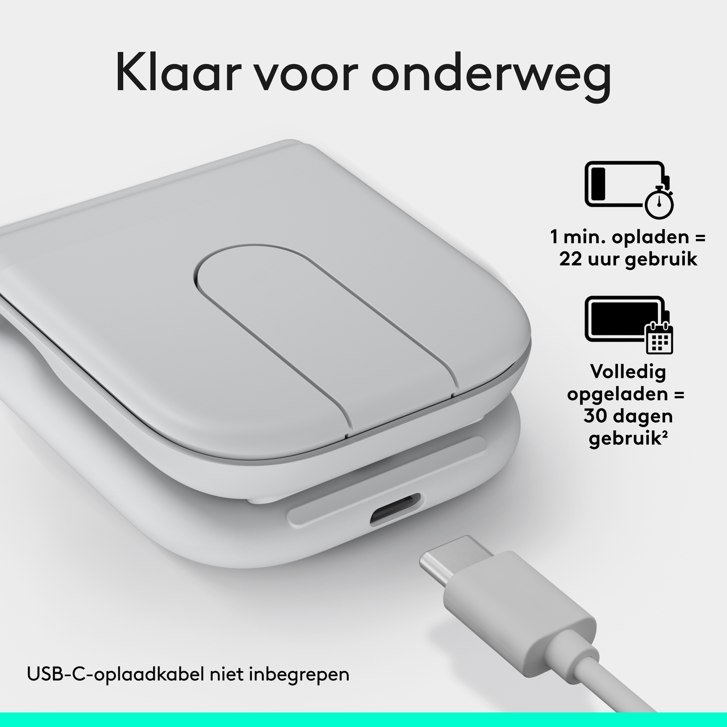 Gray charging device with USB-C port and charging information.