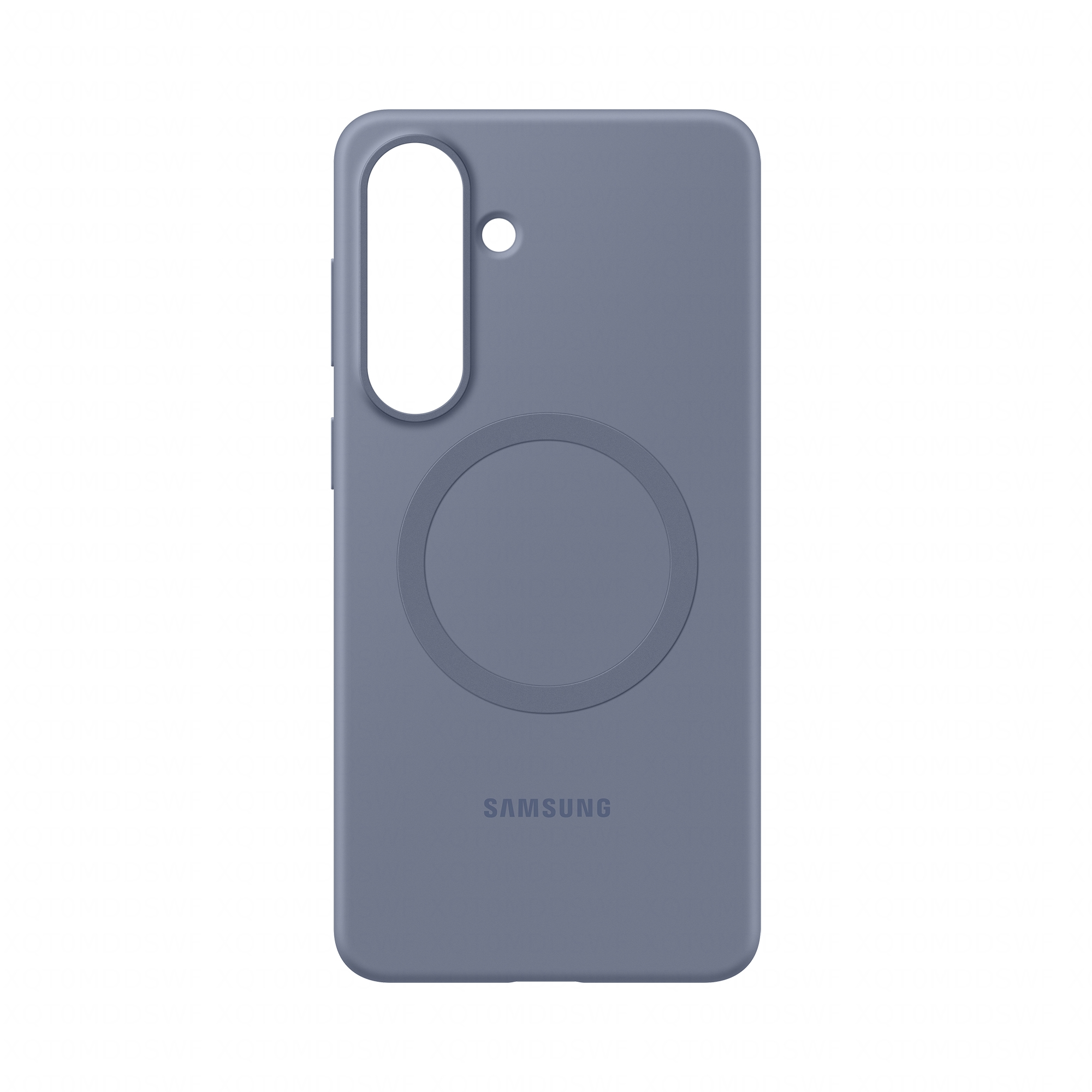 Graue Samsung Handyhülle mit kreisförmiger Aussparung für MagSafe.