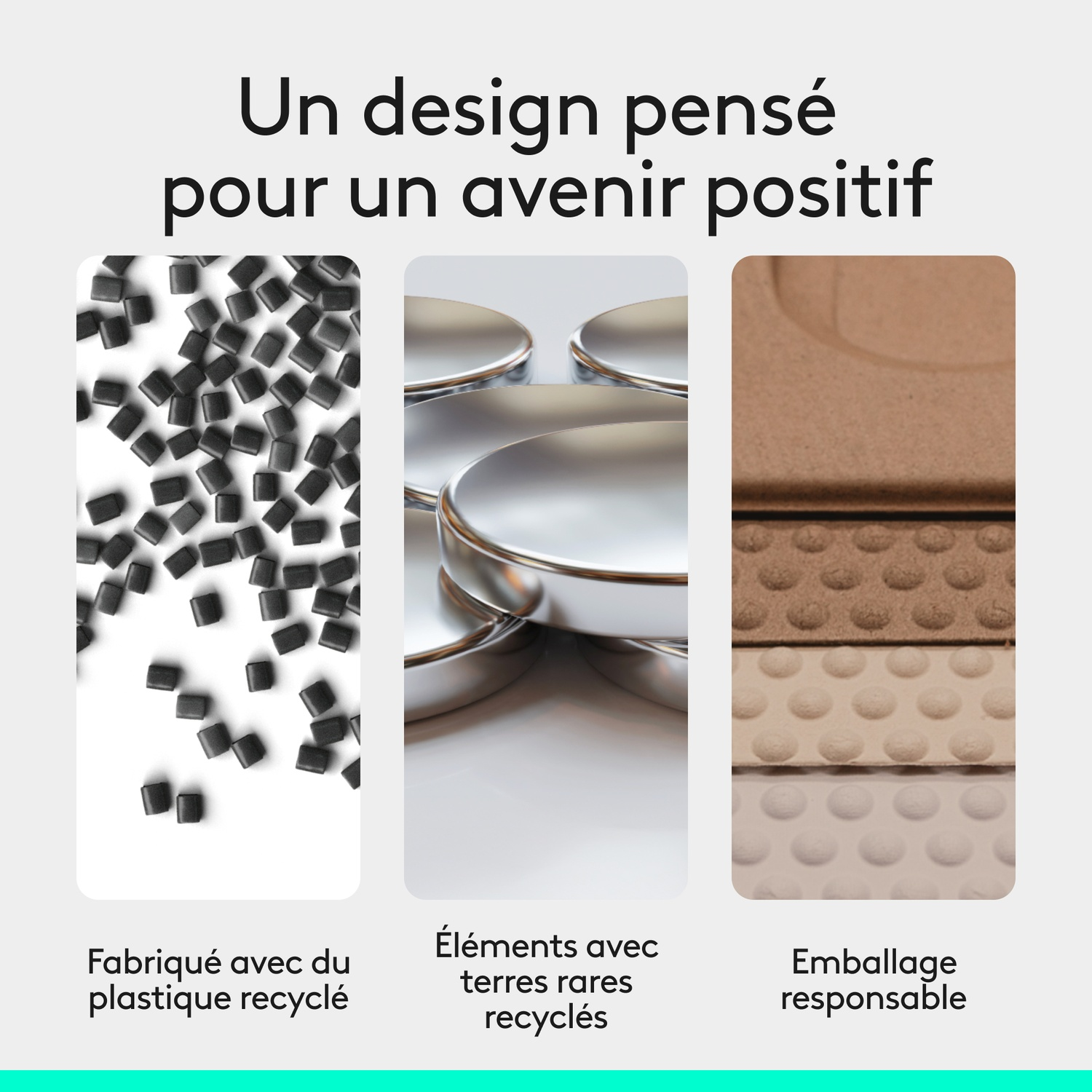 Images de plastique recyclé, d'éléments de terres rares et d'emballage.