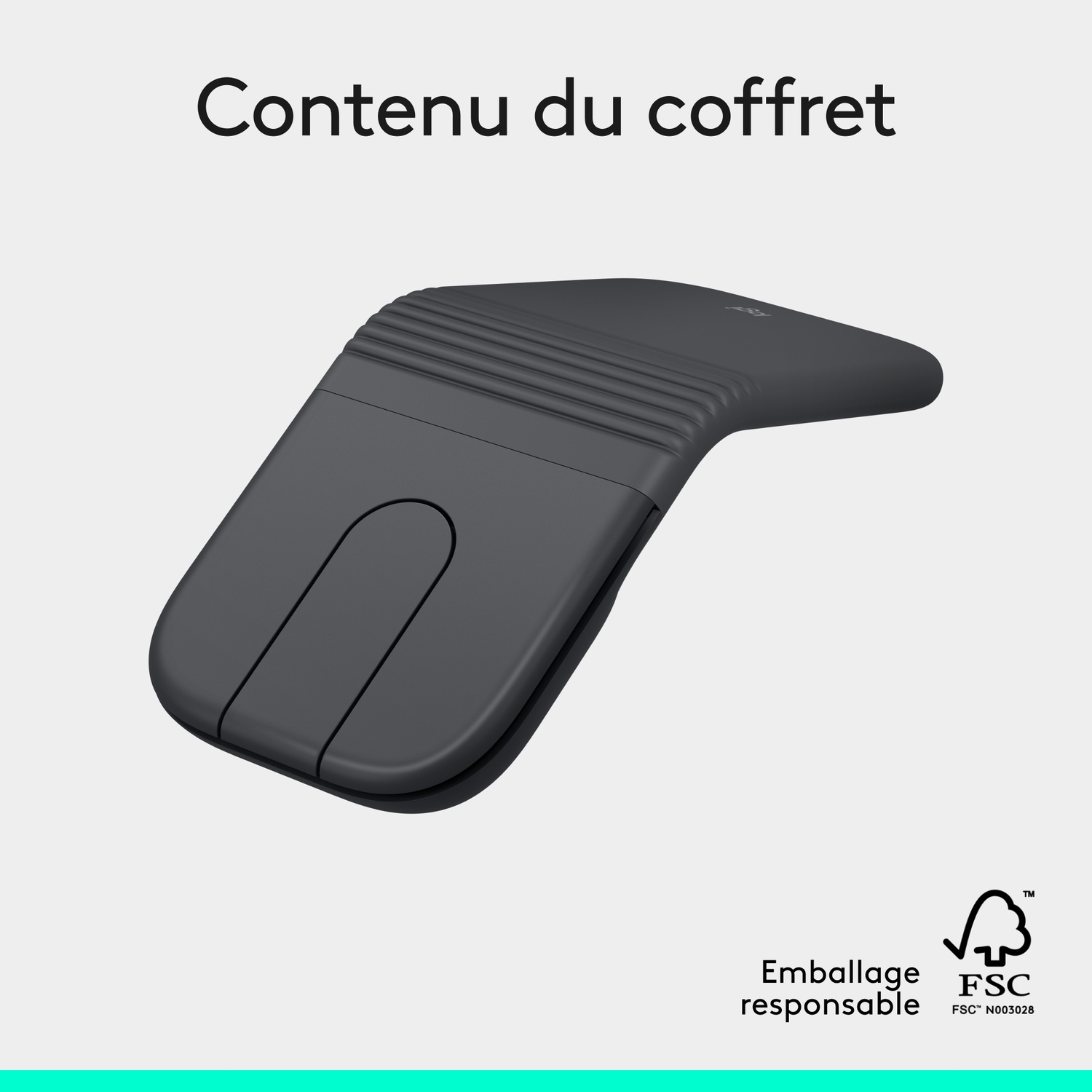 Souris d'ordinateur grise avec dessus côtelé sur fond gris.