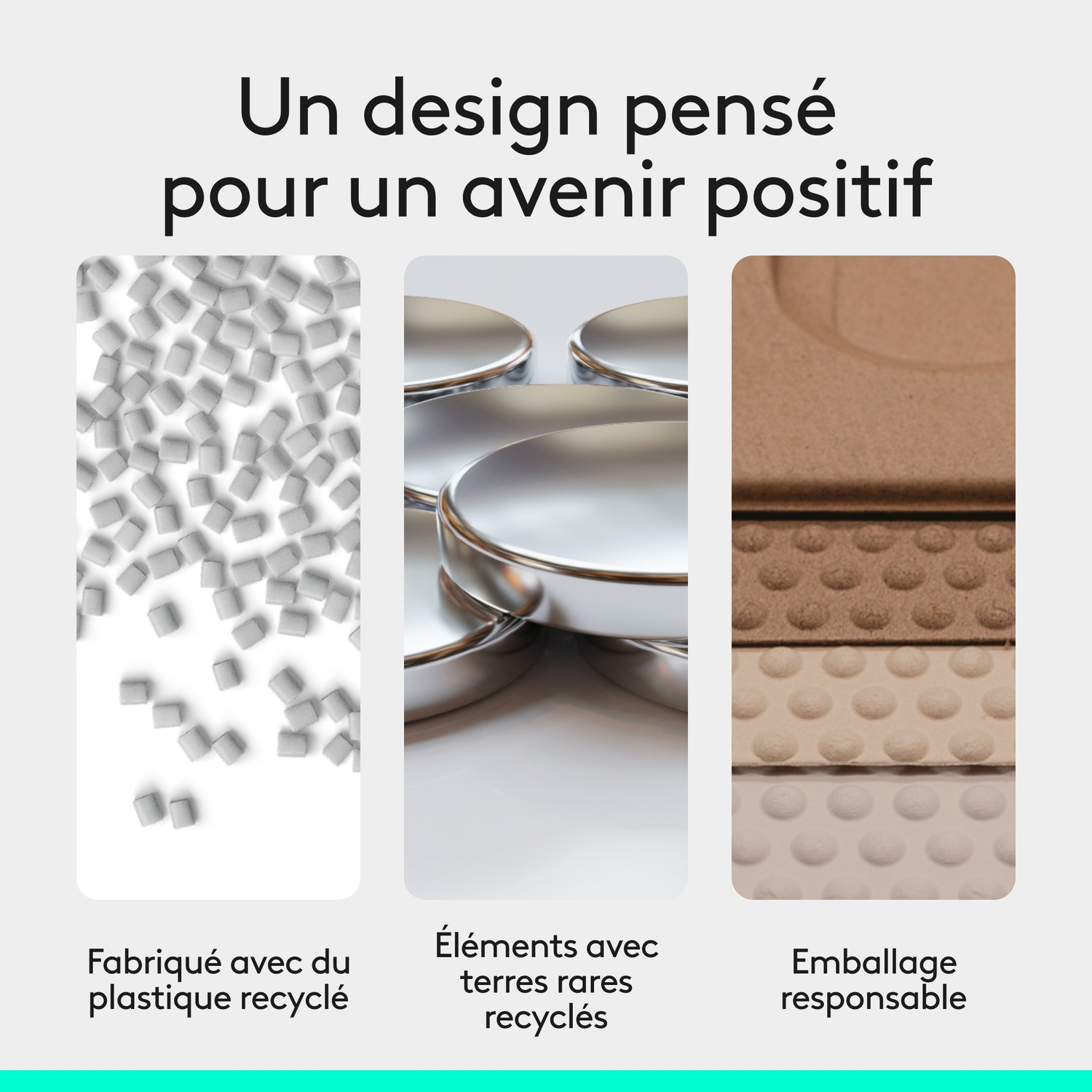 Cubes gris, cercles argentés, couches marron et beige. Design pour un avenir positif.