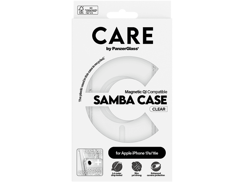 PanzerGlass Fashionable Case Samba Backcover, für Apple iPhone 16e, Transparent/Weiß; Schutzhülle — Foto 2 von 5