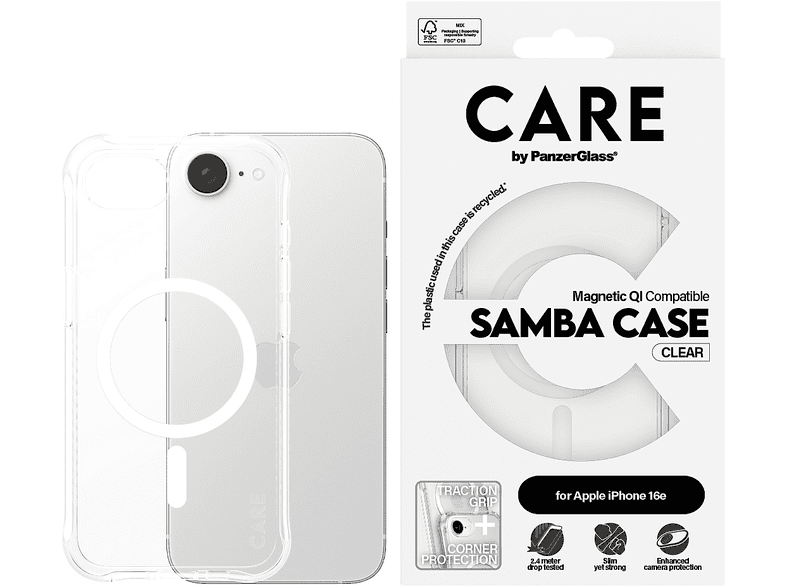 PanzerGlass Fashionable Case Samba Backcover, für Apple iPhone 16e, Transparent/Weiß; Schutzhülle — Foto 3 von 5