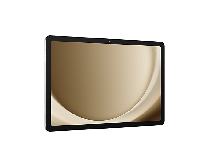Ciemny tablet ze złotym tłem na ekranie.