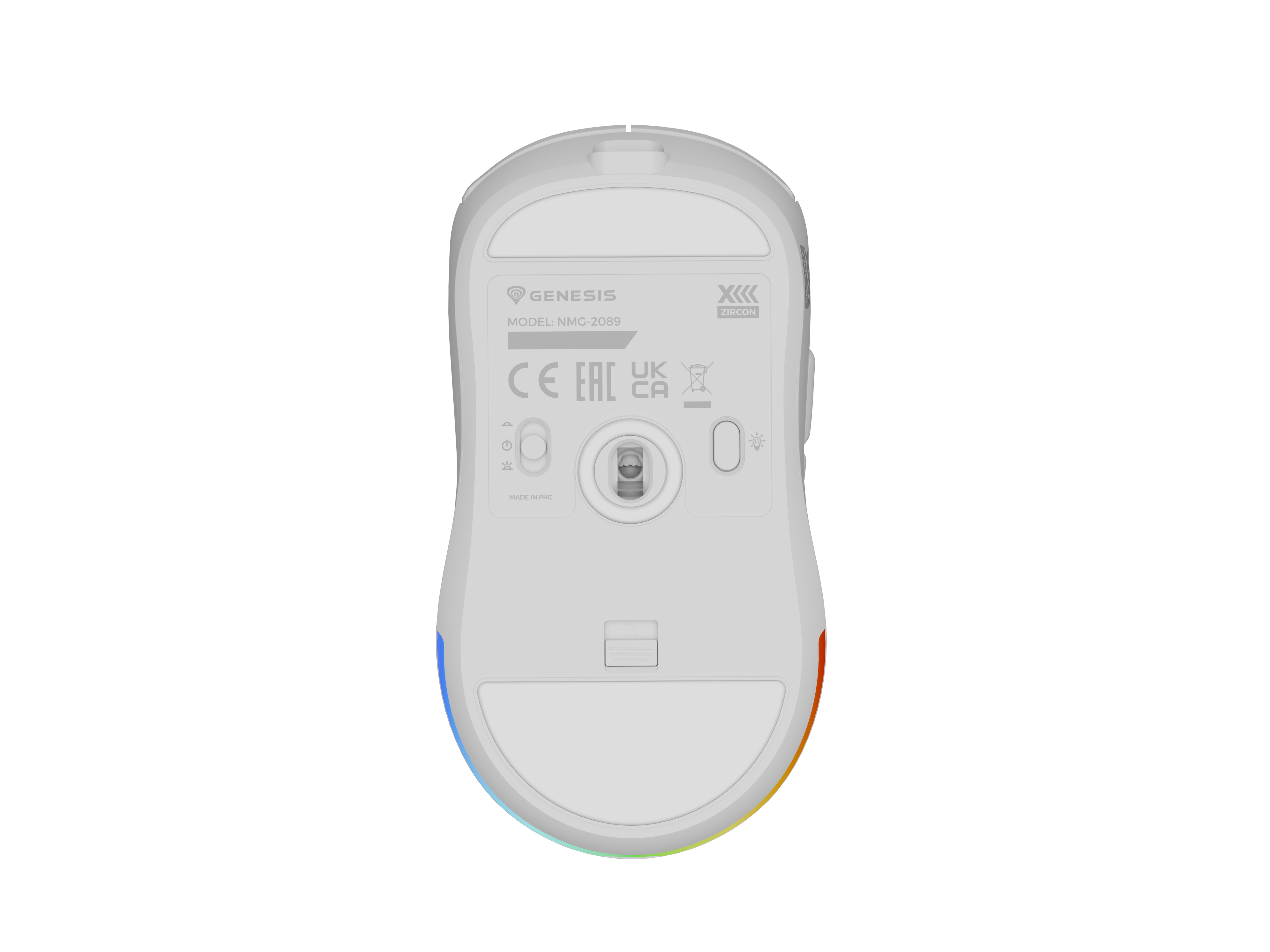 Biała mysz gamingowa z podświetleniem RGB, model NMG-2089.