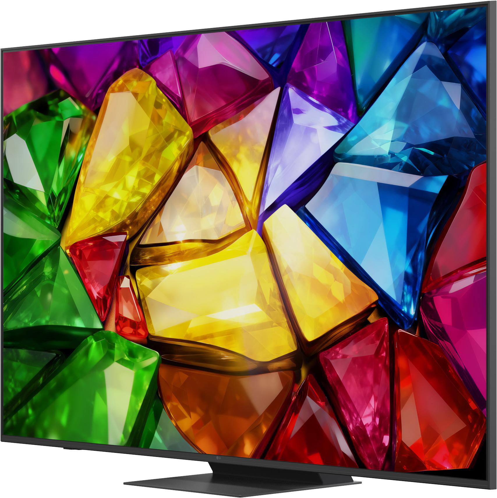 Ein Fernsehbildschirm zeigt ein Kaleidoskop aus bunten Edelsteinen.