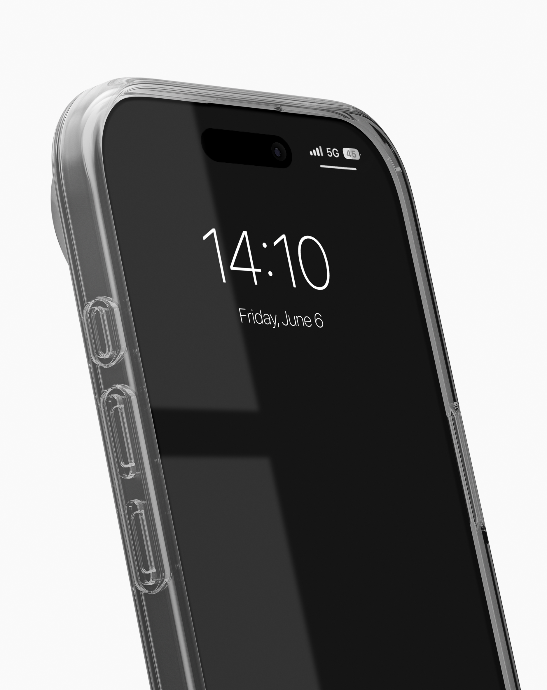 Átlátszó telefontok részlet zárolt képernyős okostelefonon.