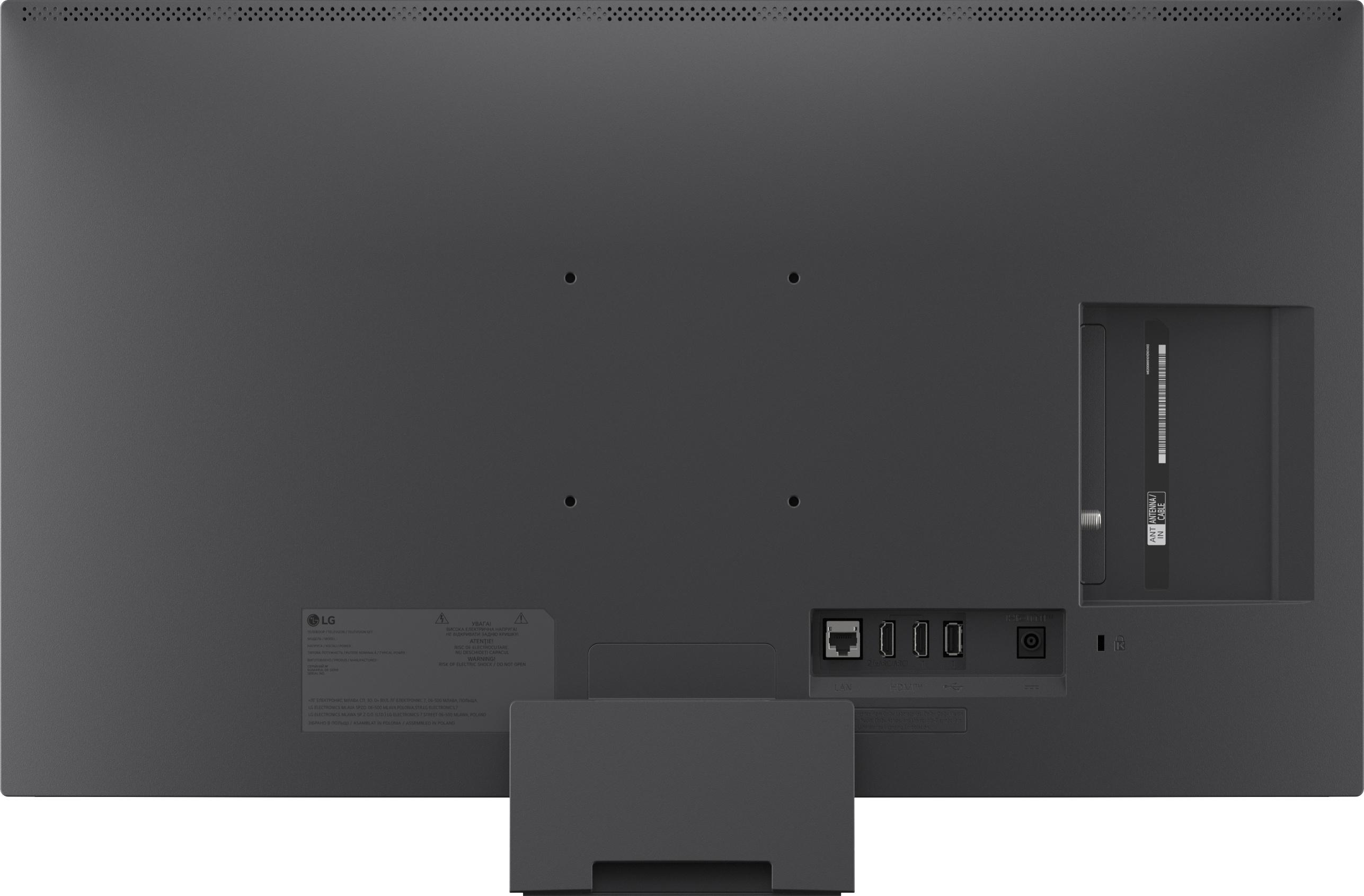 Rückseite eines LG Fernsehers mit Anschlüssen wie LAN, HDMI und Antenne.