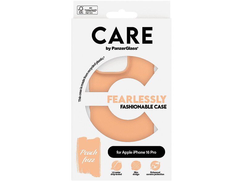 PanzerGlass Care Fashionable Backcover, für Apple iPhone 16 Pro, Peach Fuzz; Schutzhülle — Foto 3 von 5