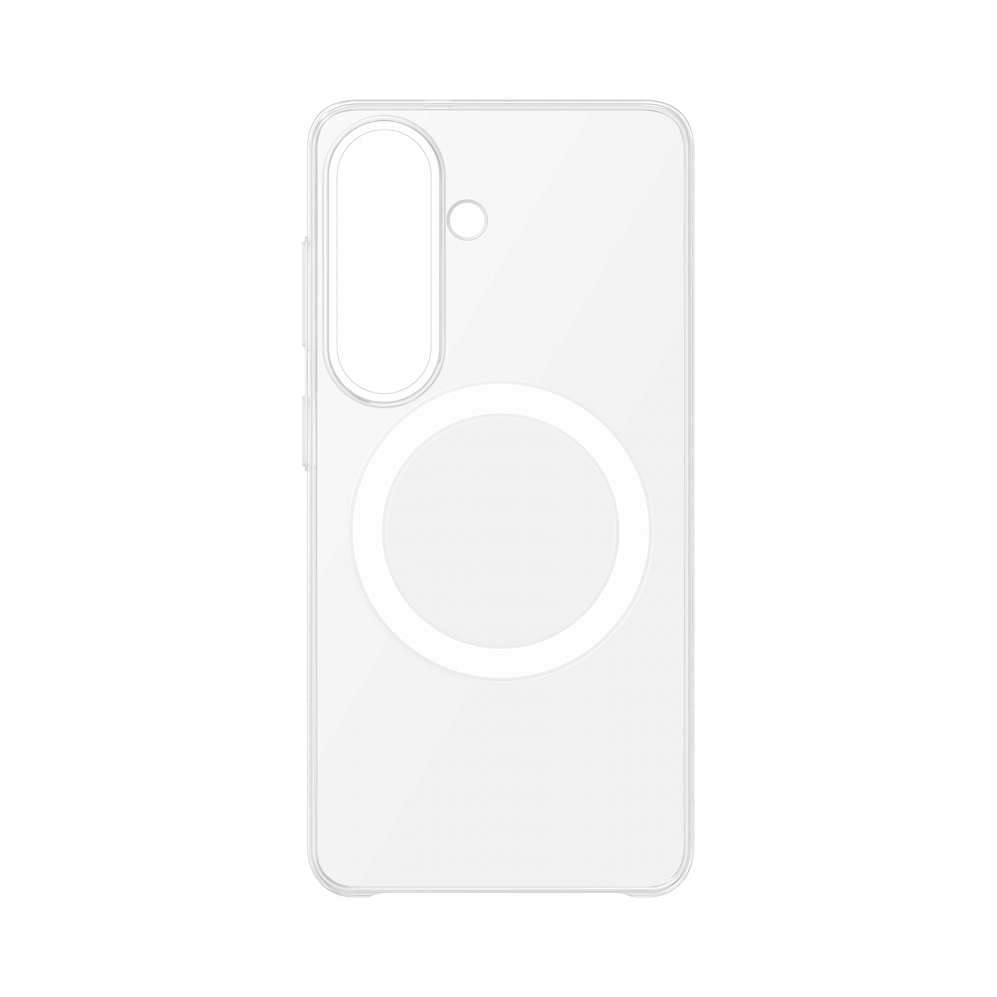 Transparente Handyhülle mit kreisförmigem Ausschnitt für die Kamera und magnetischem Ring.