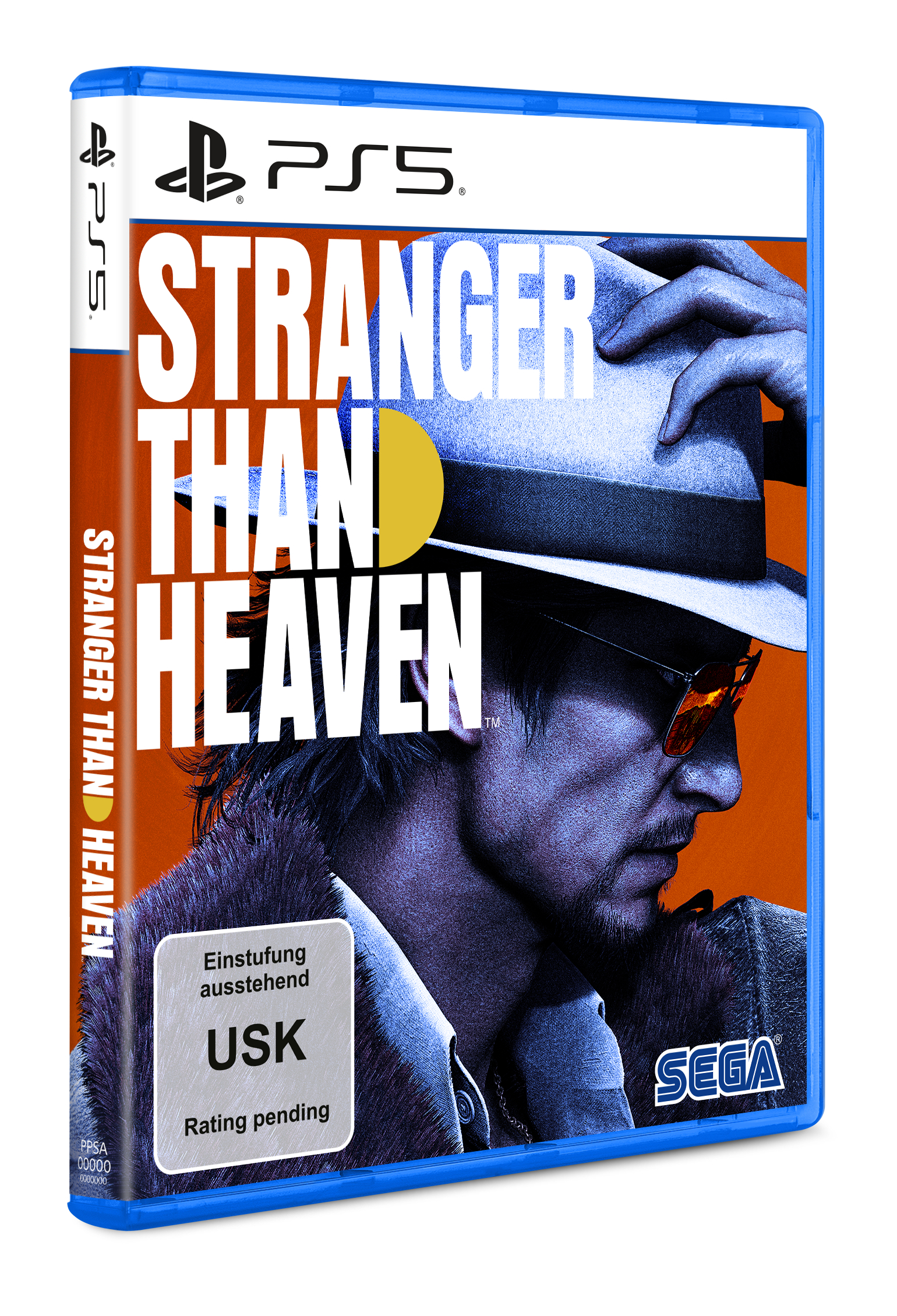 PS5 Spiel "Stranger Than Heaven" mit Mann im Hut und Sonnenbrille.