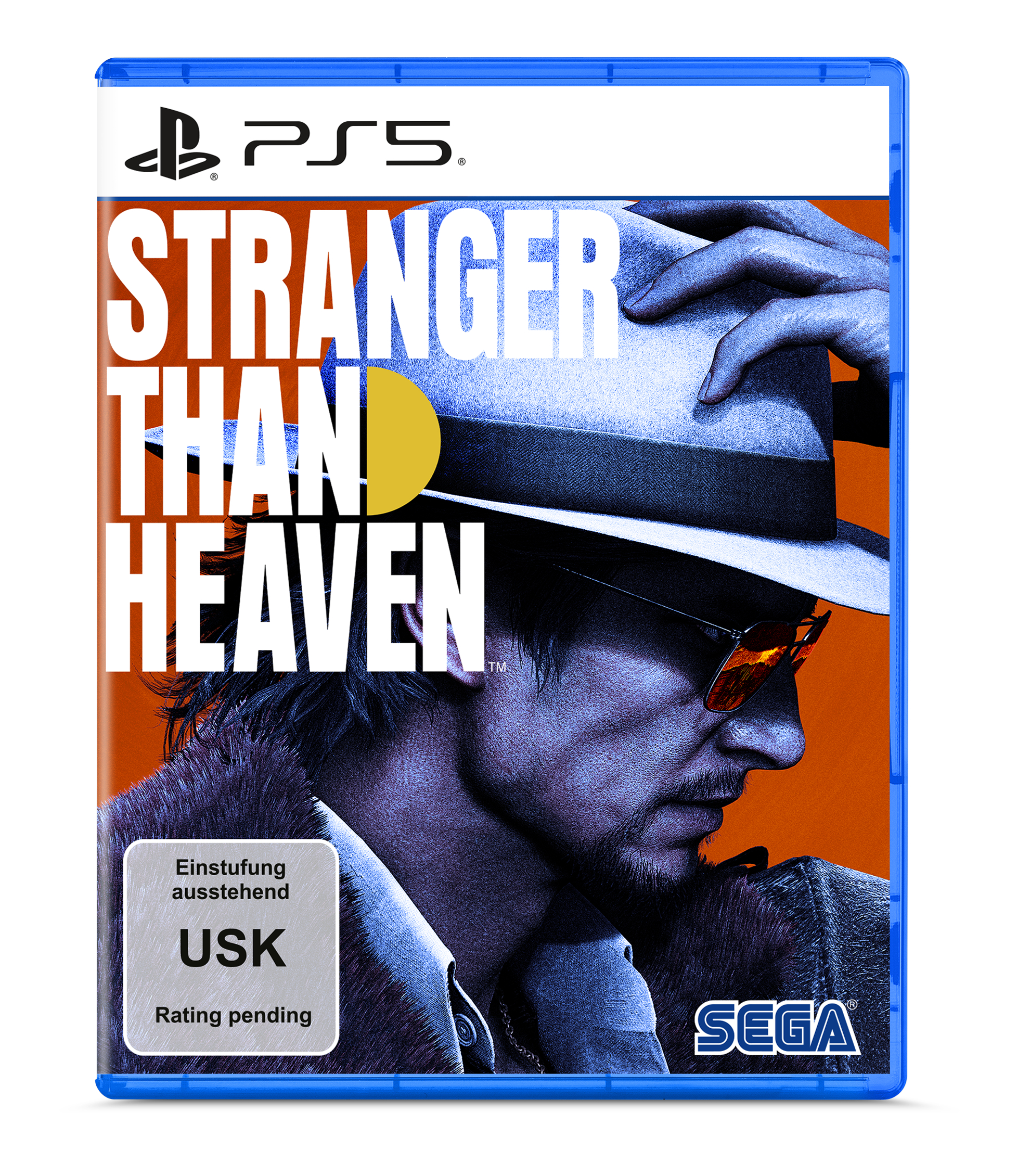 PS5 Spielcover von Stranger Than Heaven mit Mann in Hut und Sonnenbrille.