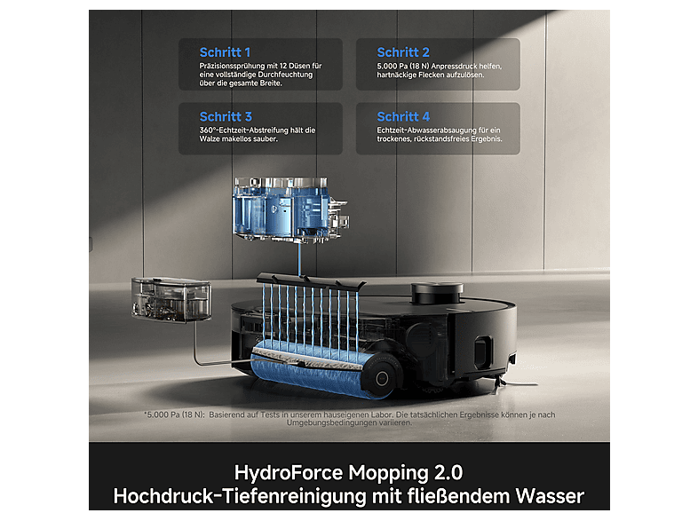 movA Z70 Ultra Roller Complete Saug- und Wischroboter (Schwarz, Laufzeit: Saugmodus: bis zu 220 Minuten, mit Absaugstation, HydroForce™ Mopping 2.0, StepMaster™ 2.0 Überwindung von Hindernissen bis zu 9 cm) — Foto 2 von 5