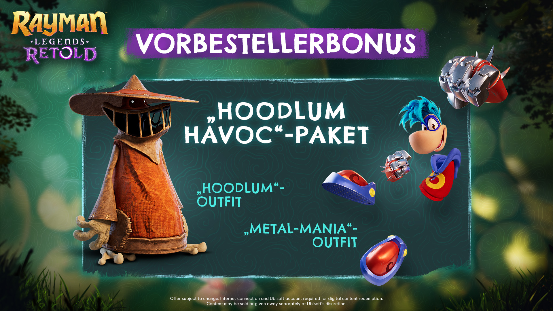 Rayman-Spiel mit Boni: Hoodlum-Havoc-Paket, Outfits und mehr.