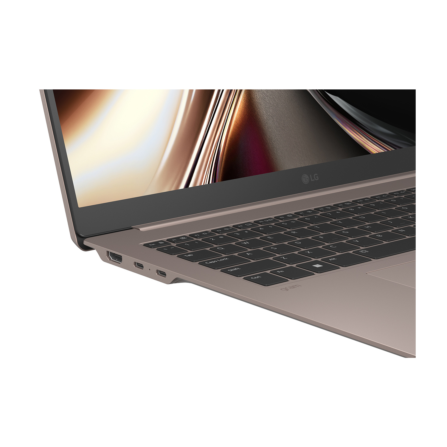 Primo piano di un laptop aperto che mostra tastiera e schermo.