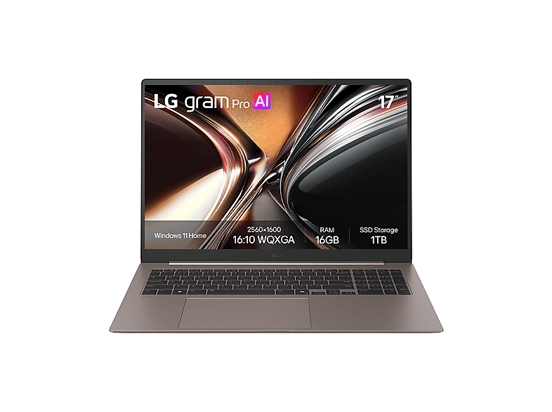 LG gram 17Z90UB NOTEBOOK, 17 ", processore Intel® Core Ultra 7 355, Arc™ GPU, RAM 16 GB, 1000 GB SSD, Brown, Windows 11 Home