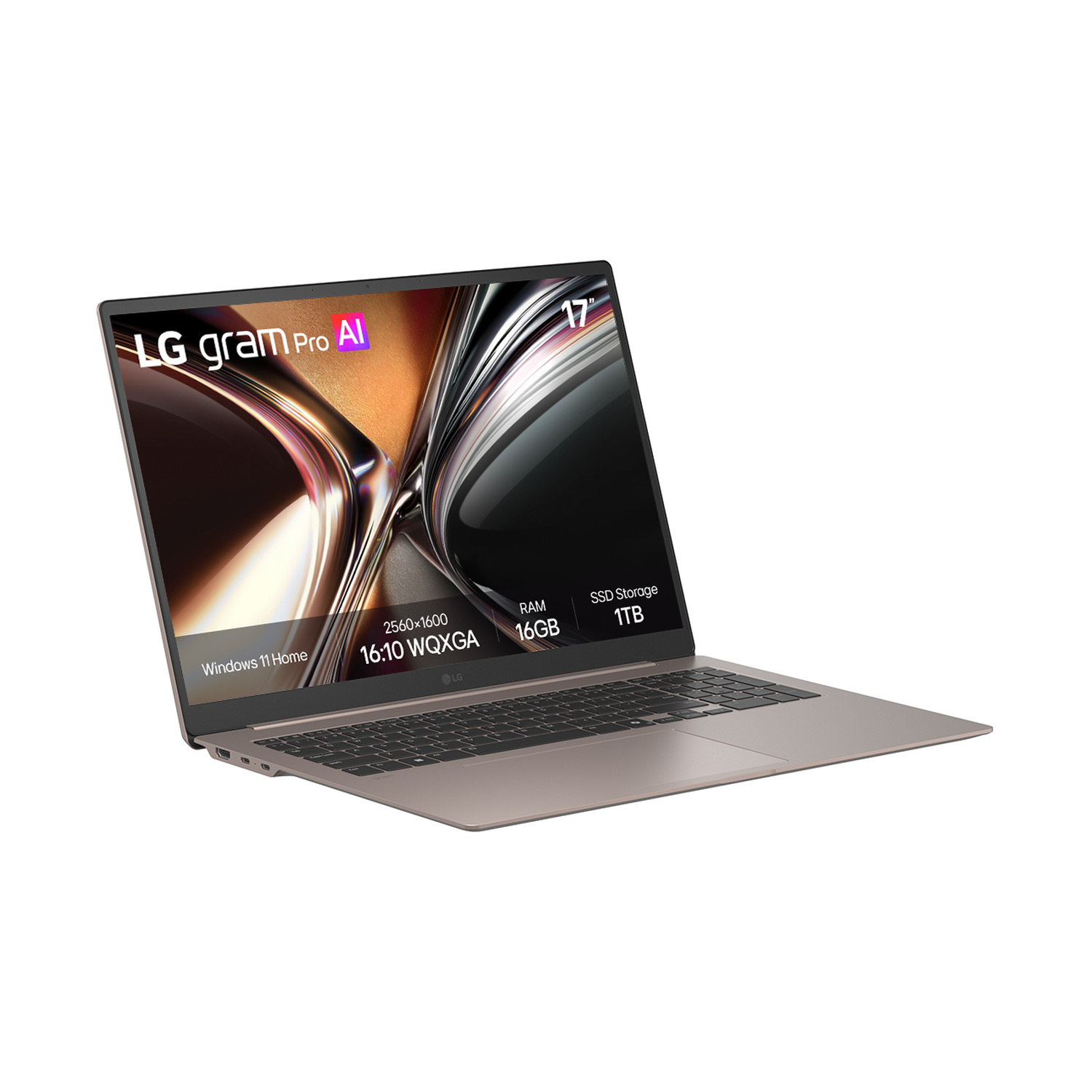 Laptop LG gram Pro AI con schermo da 17", Windows 11 Home, 16GB RAM, SSD 1TB.