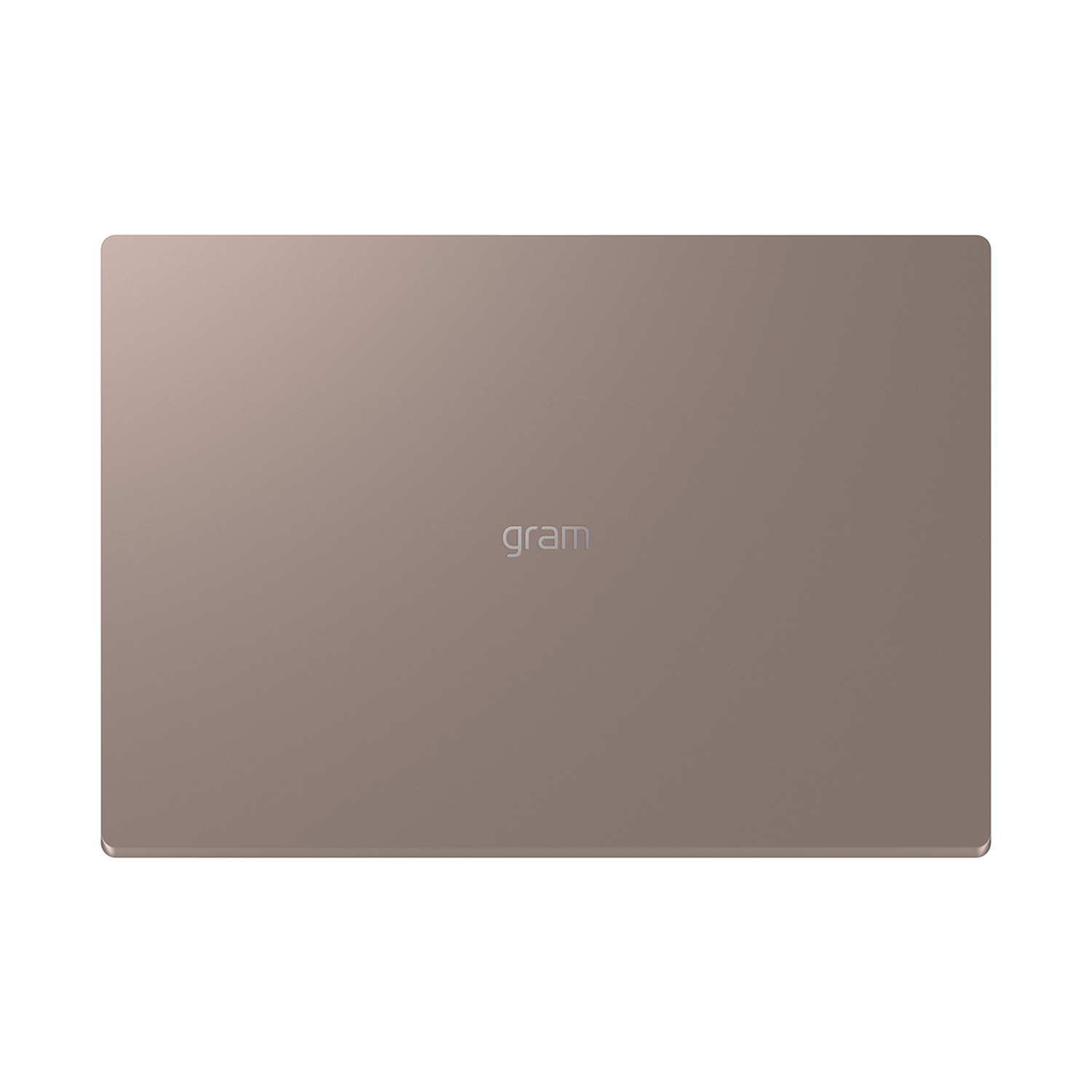 Laptop marrone chiuso ed elegante con logo "gram".
