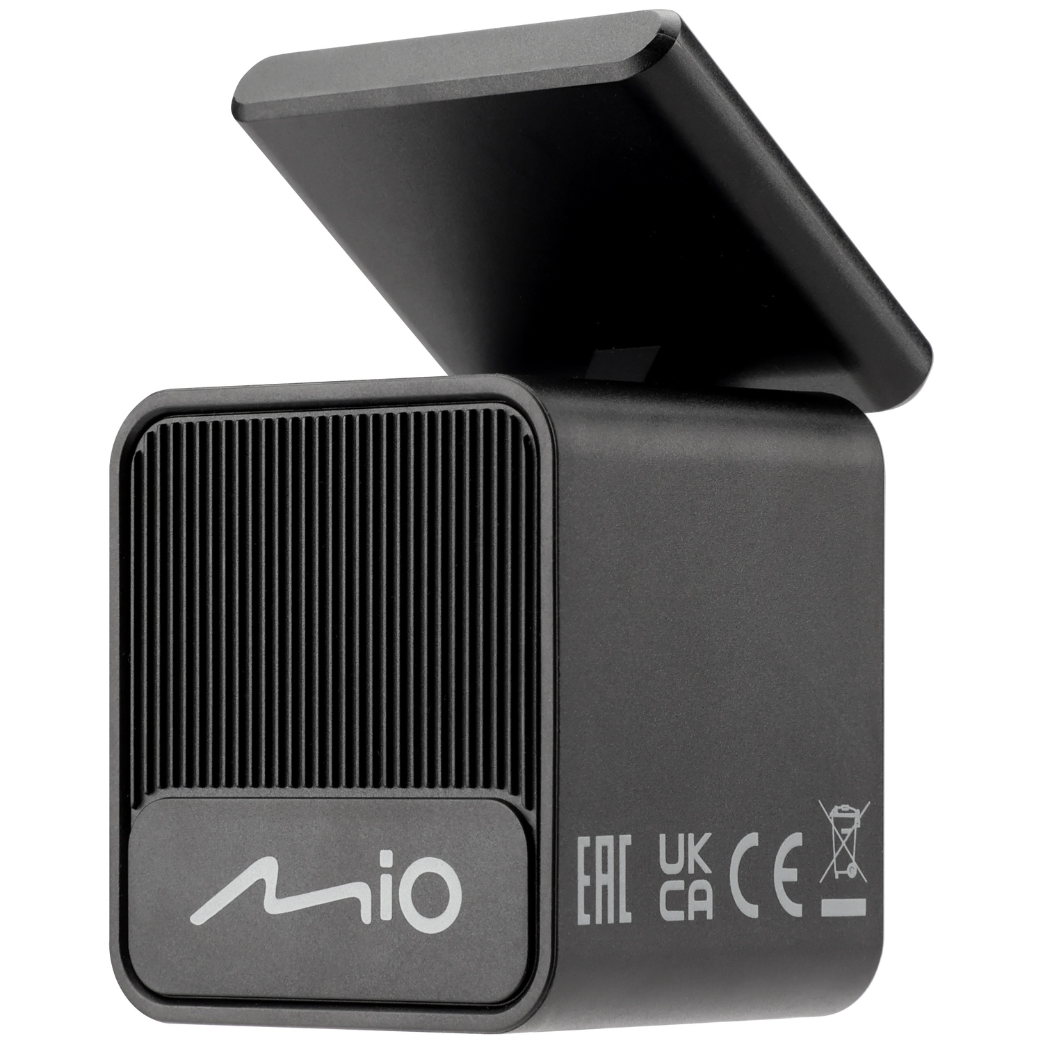 Un cube dashcam MIO noir avec évents et joints.
