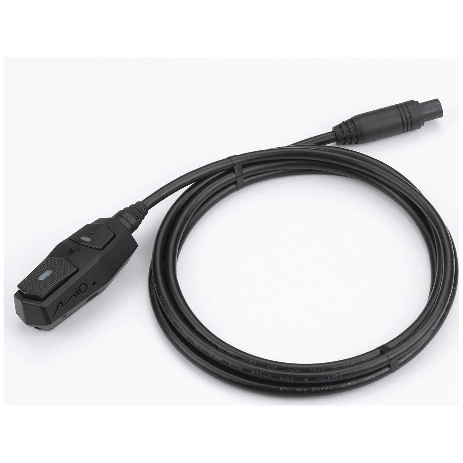 Câble noir avec connecteur noir et une unité de commande avec boutons.