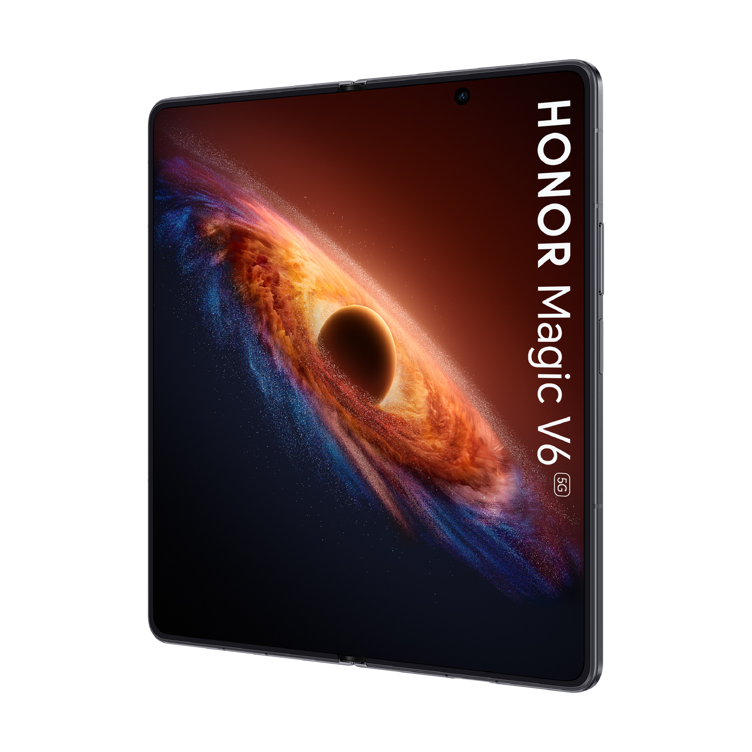 Smartphone Honor Magic V6 5G con sfondo cosmico.