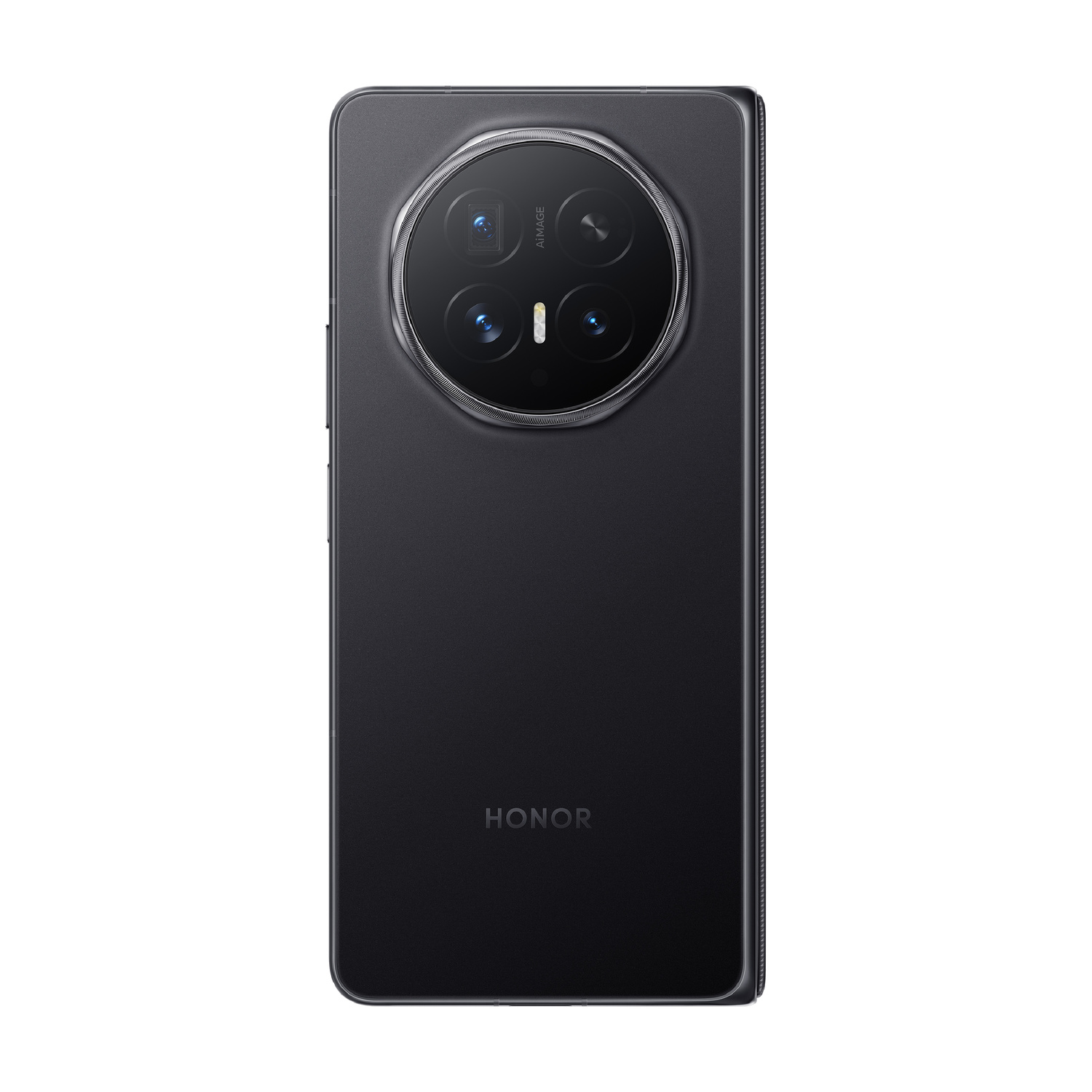 Retro di uno smartphone Honor nero con disposizione circolare del modulo fotocamera.