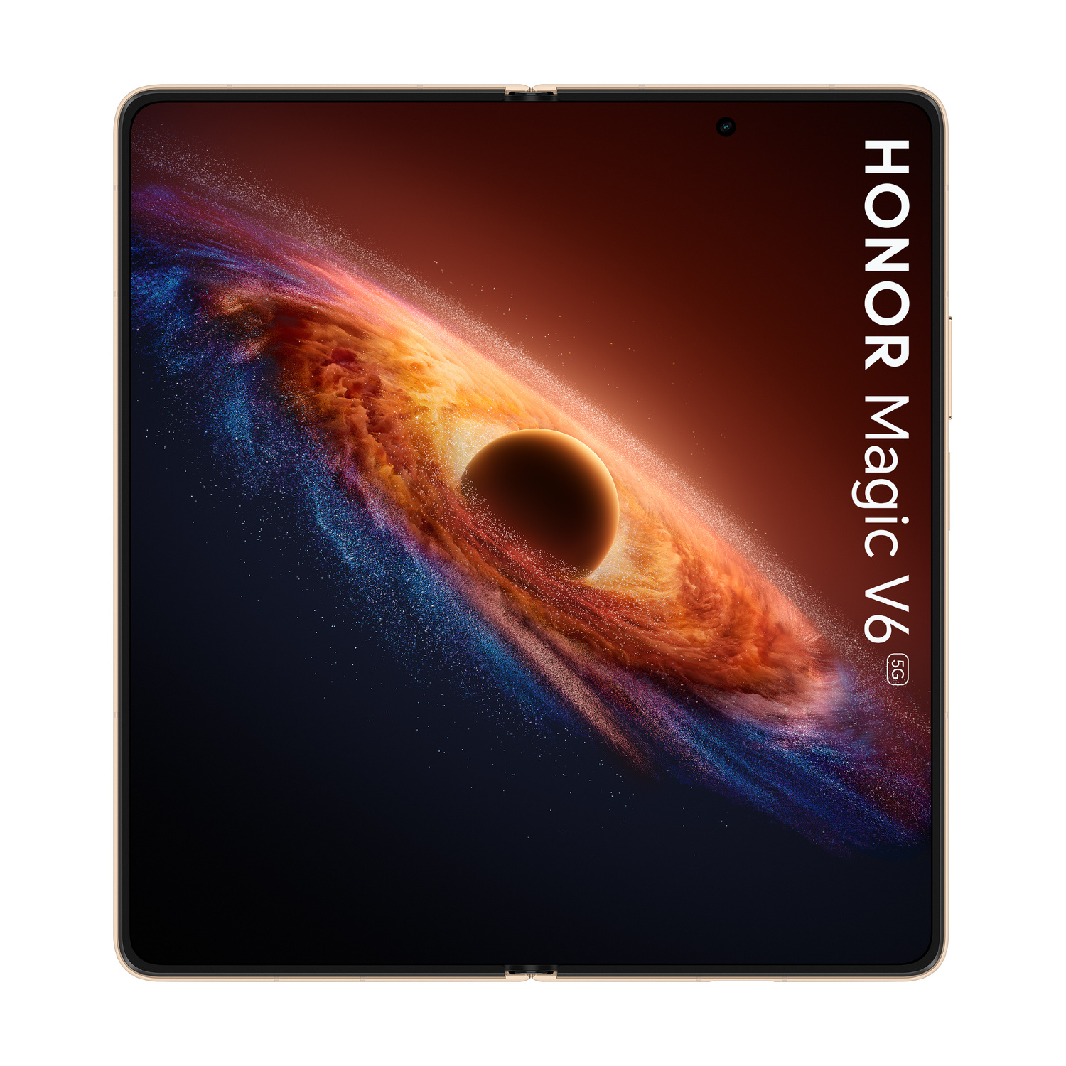 Uno smartphone HONOR Magic V6 5G che mostra uno sfondo cosmico.