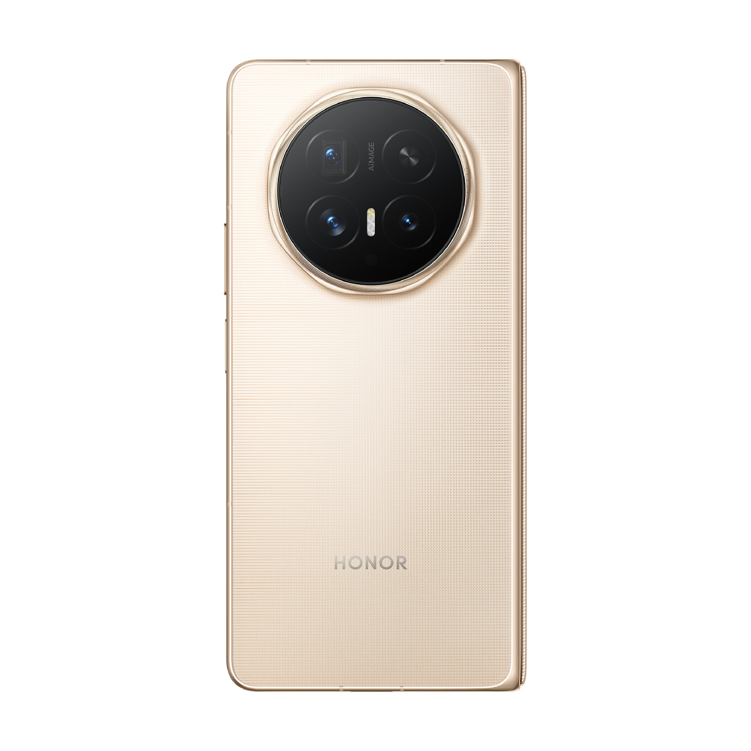Retro di uno smartphone Honor dorato con disposizione circolare del modulo fotocamera.