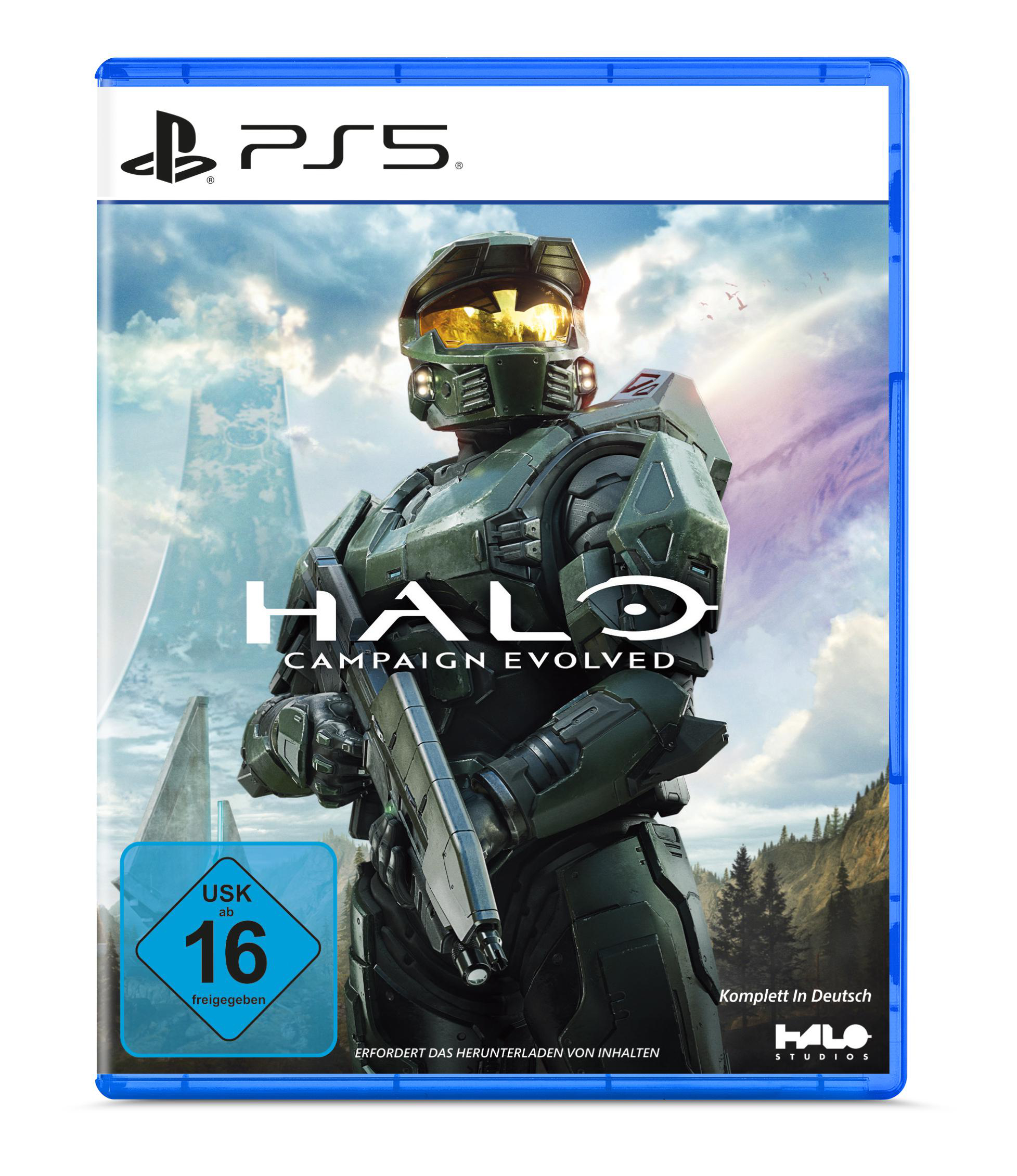Halo: Campaign Evolved PS5 Spielhülle mit Master Chief und USK 16 Logo.