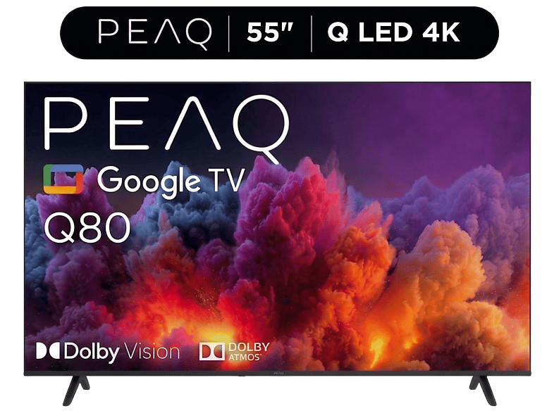 PEAQ 55Q80 55'' QLED Smart TV – Google İşletim Sistemli, Dahili Uydu Alıcılı 4K UHD TV