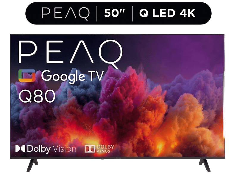 PEAQ 50Q80 50'' QLED Smart TV – Google İşletim Sistemli, Dahili Uydu Alıcılı 4K UHD TV