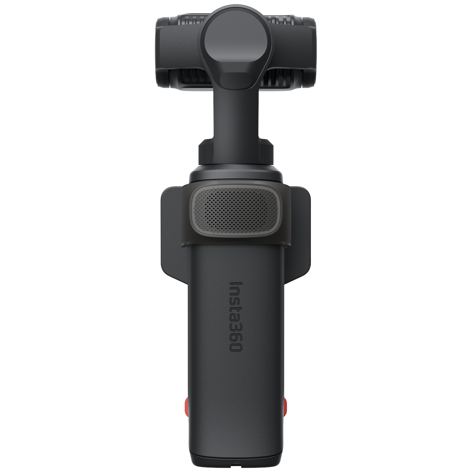 Een zwarte gimbal met het Insta360 logo.