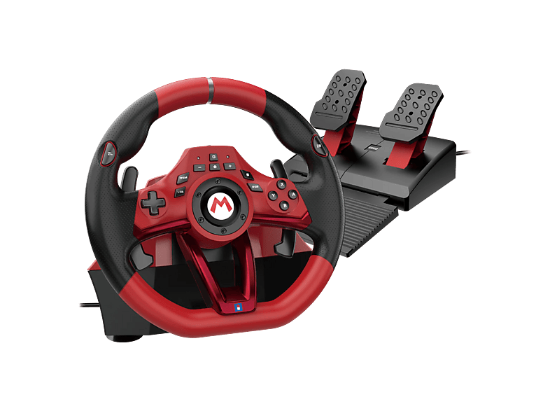 Volante Nintendo Switch 2- Hori Mario Kart Racing Wheel Pro Deluxe, Compatible con Switch™, de 22 cm diámetro, Rojo y negro