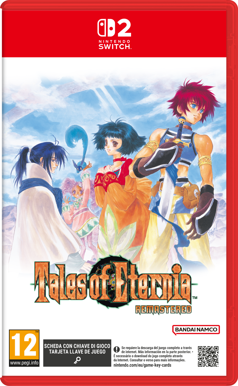 Portada del juego con cuatro personajes de anime y el título Tales of Eternia Remastered.