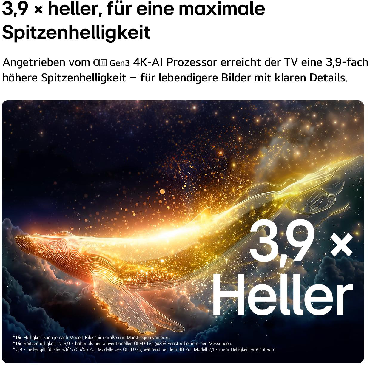 Ein goldener Wal fliegt durch einen Sternenhimmel, 3,9x heller.