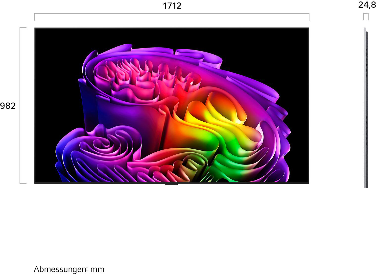 Abstrakte Darstellung in Regenbogenfarben auf schwarzem Hintergrund.