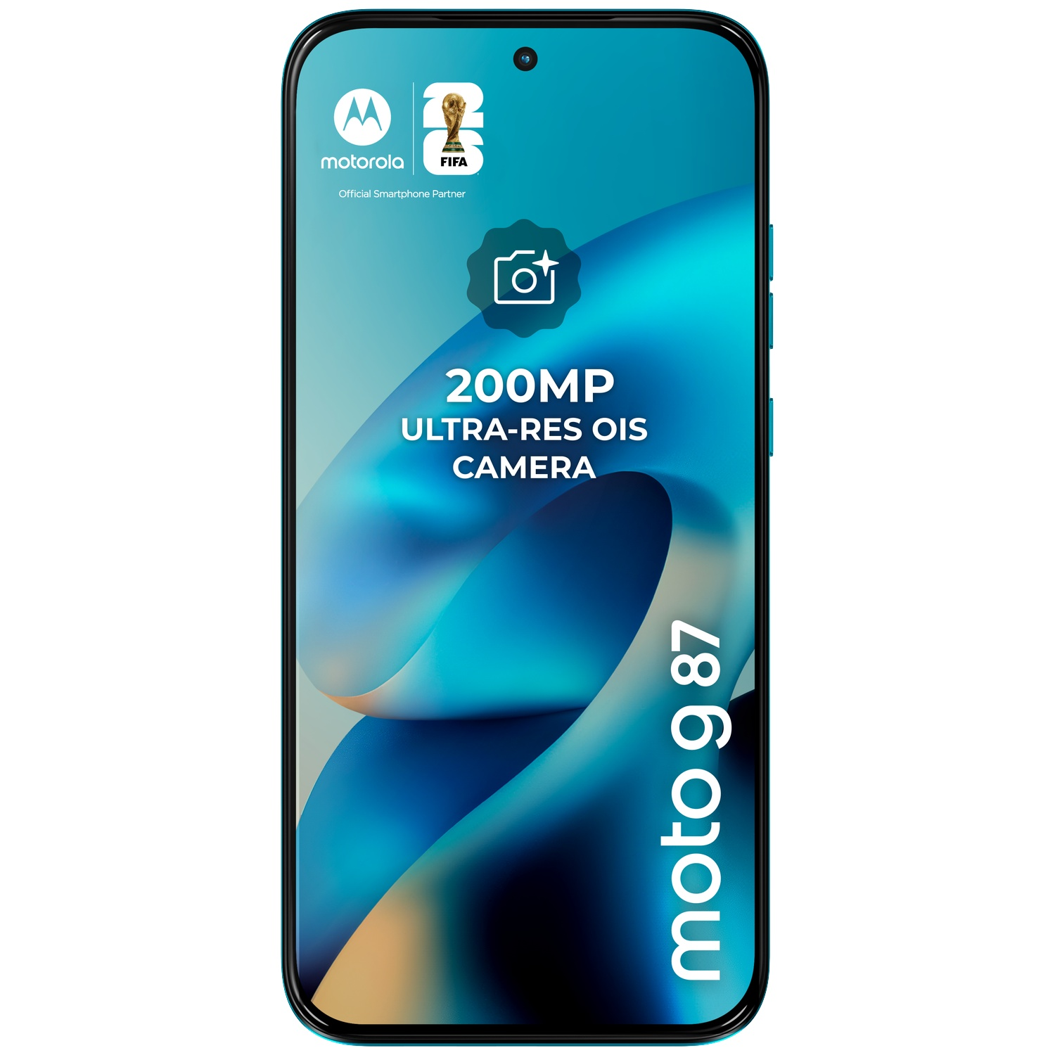 Motorola moto g 87 smartphone met 200MP camera, officiële FIFA-partner.