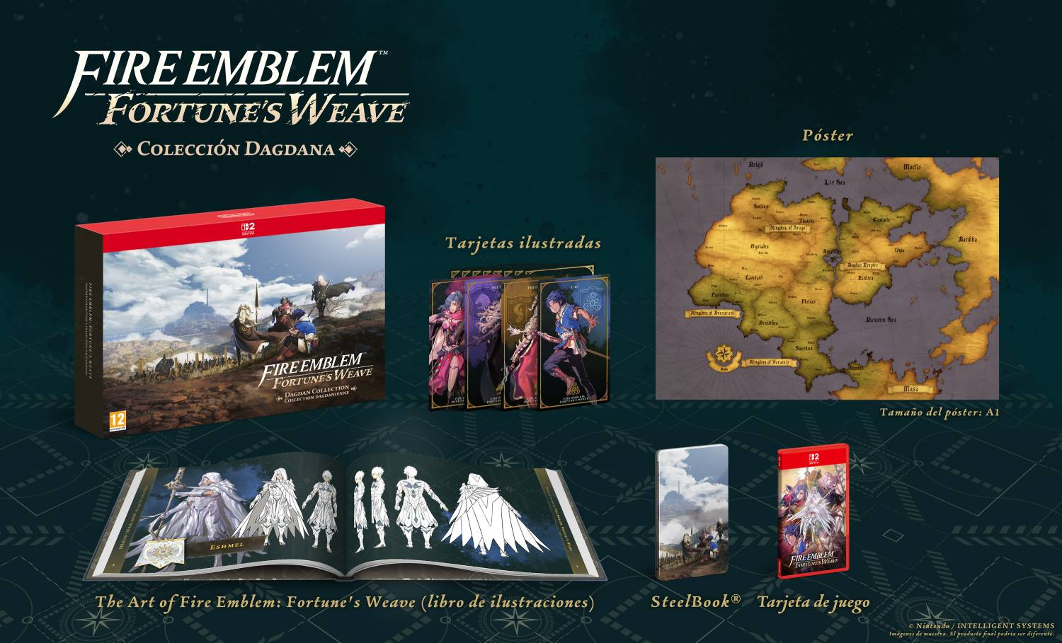Colección Fire Emblem: Fortune's Weave con juego, libro de arte, cartas, póster y SteelBook.