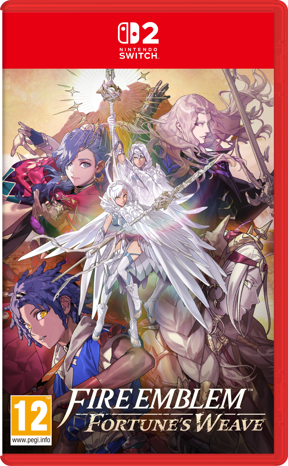 Portada de juego de Nintendo Switch con varios personajes estilo anime, título Fire Emblem.
