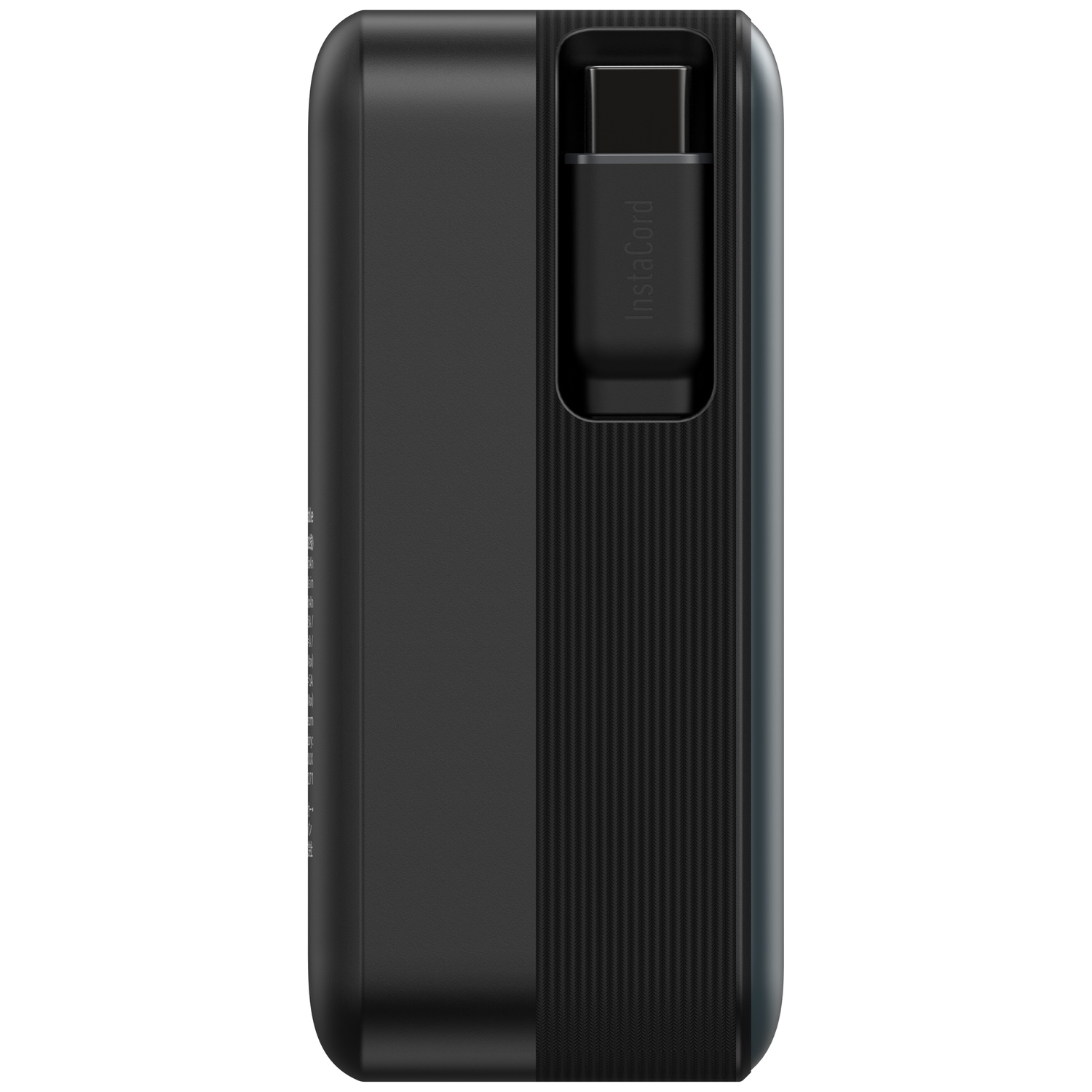 Appareil noir avec un port USB-C marqué InstaCord.