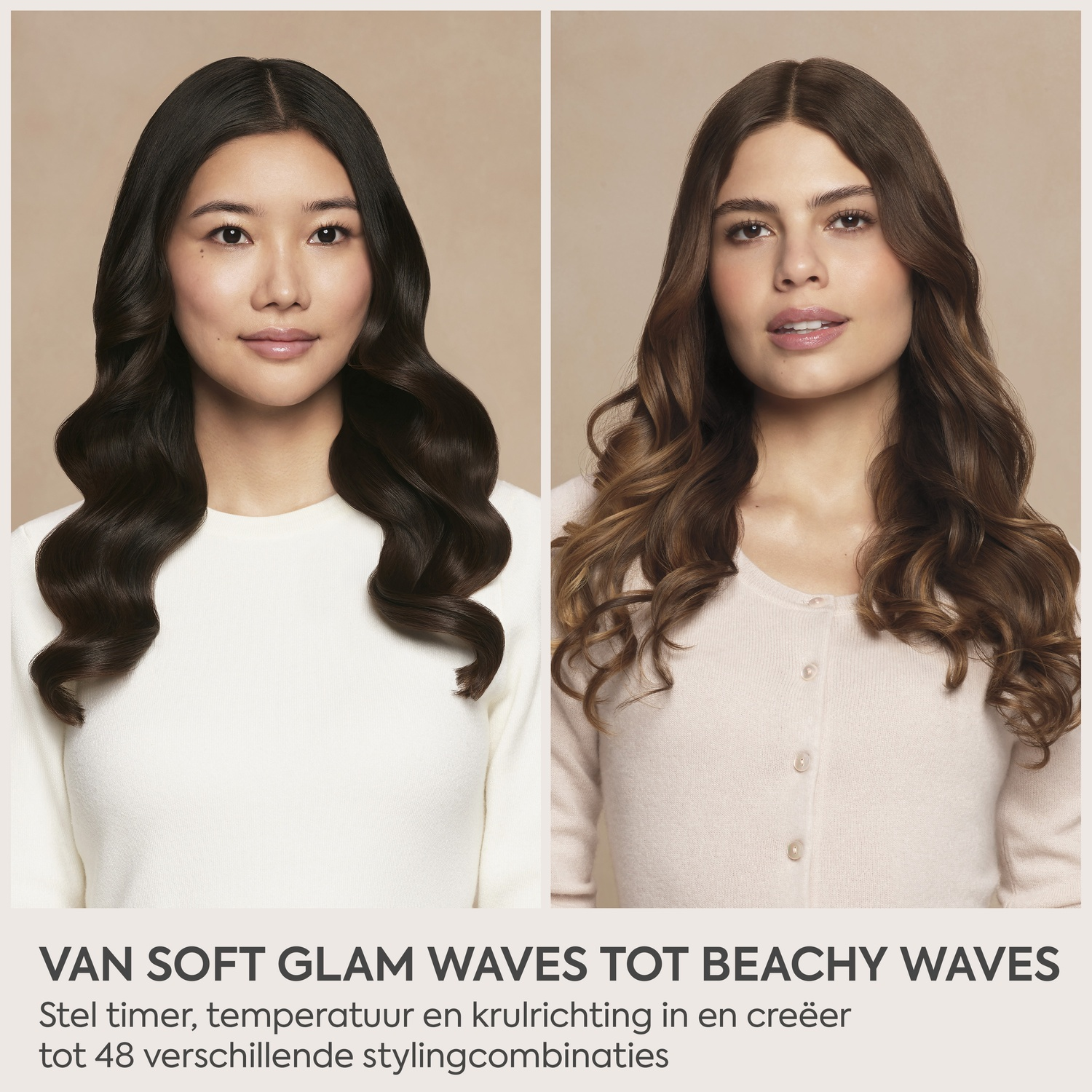 Two women with wavy hair, one dark, one light brown.