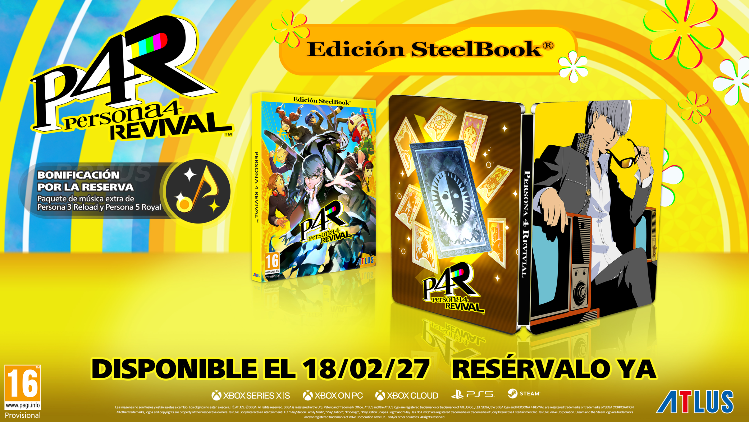 Edición SteelBook de Persona 4 Revival con carátula y SteelBook.