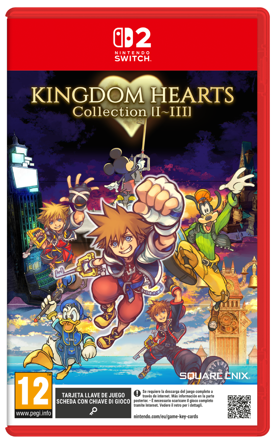 Portada de Kingdom Hearts Collection II~III con Sora, Donald, Goofy, Mickey y Riku.