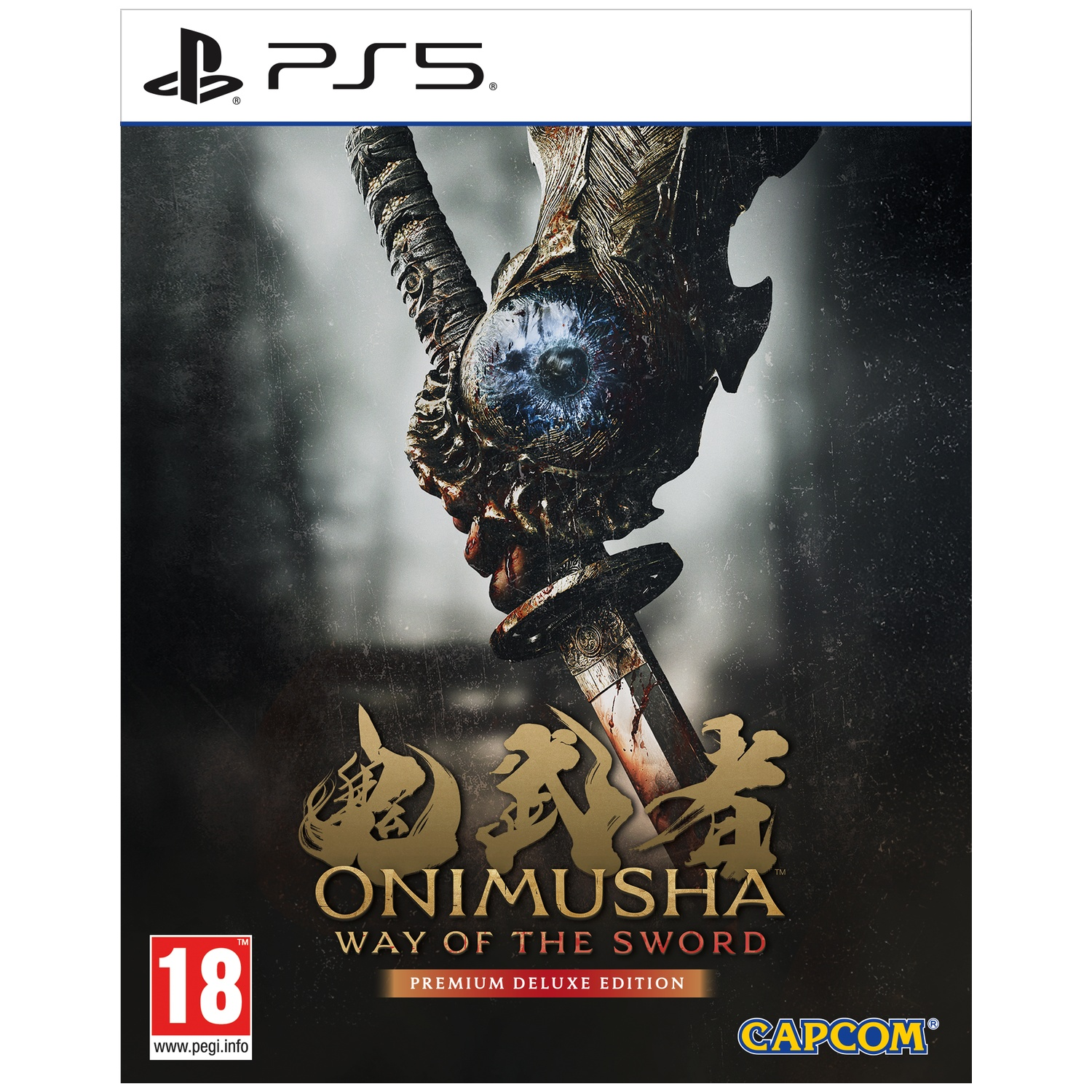 PS5 gamecover: "Onimusha: Way of the Sword Premium Deluxe Edition".