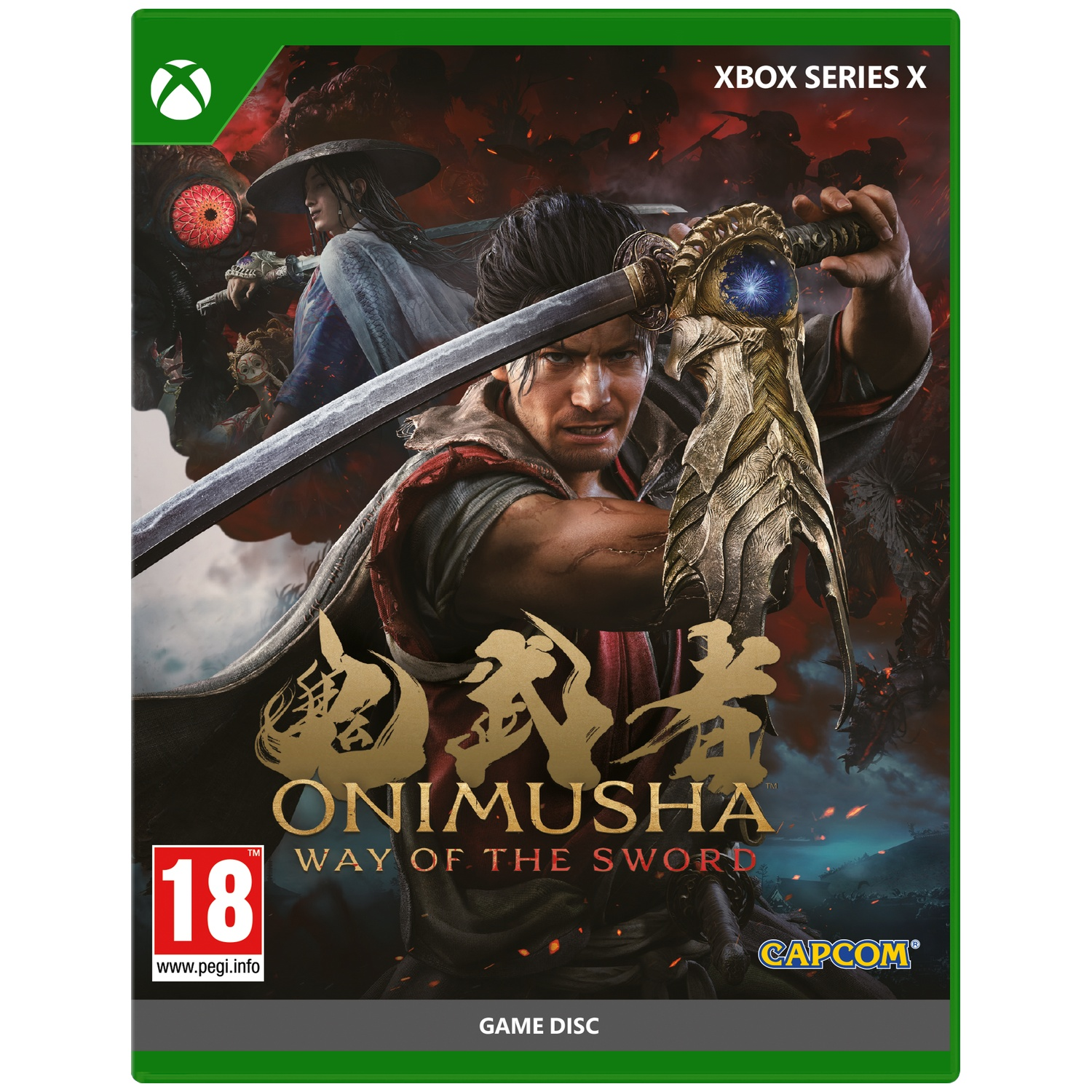 Un homme avec une épée sur la couverture du jeu Onimusha : Way of the Sword pour Xbox Series X.