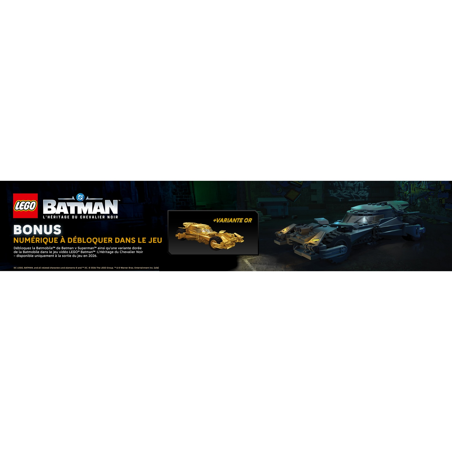 LEGO Batman : Bonus : Batmobile dorée et description du jeu.