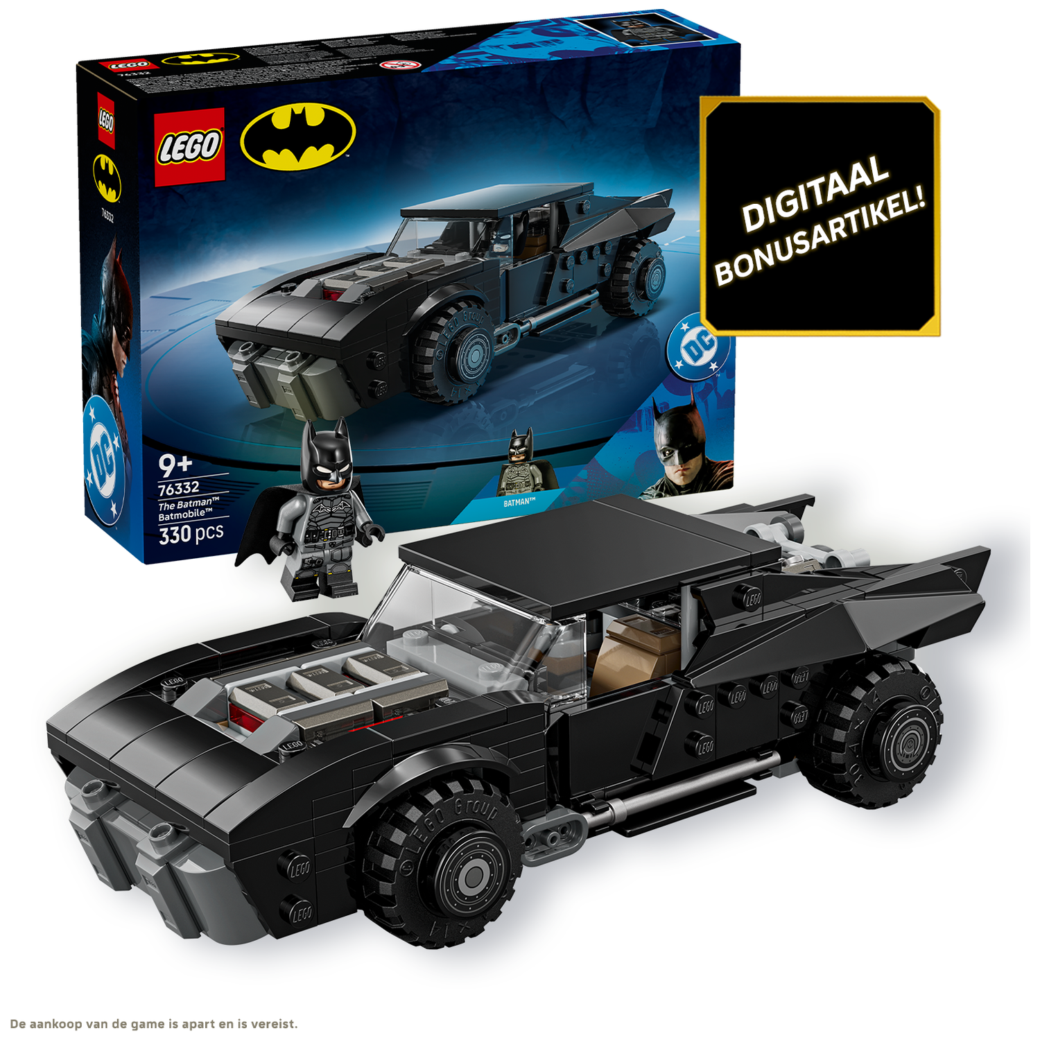 LEGO Batman Batmobile set with Batman figure and box.