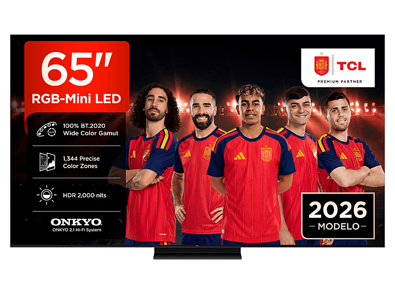 TV RGB Mini LED 65″ – TCL 65RM7L, 4K, TSR AiPQ, Smart TV,HDR de hasta 2000 nits, Dolby Vision y Atmos, Panel HVA Pro, Negro
